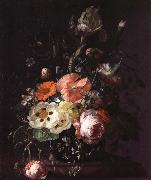 REMBRANDT Harmenszoon van Rijn Still Life with  with Flowers on a Marble Table Top oil on canvas